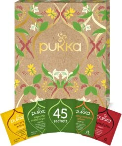 Pukka Active Kruidenthee Geschenkdoos - 5 Blends Biologische Kruidenthee, Ook Leuk Als Verjaardagscadeau - 45 Zakjes - Theedoos - GB-BIO-05 -Voedsel Serie Winkel 1009x1200