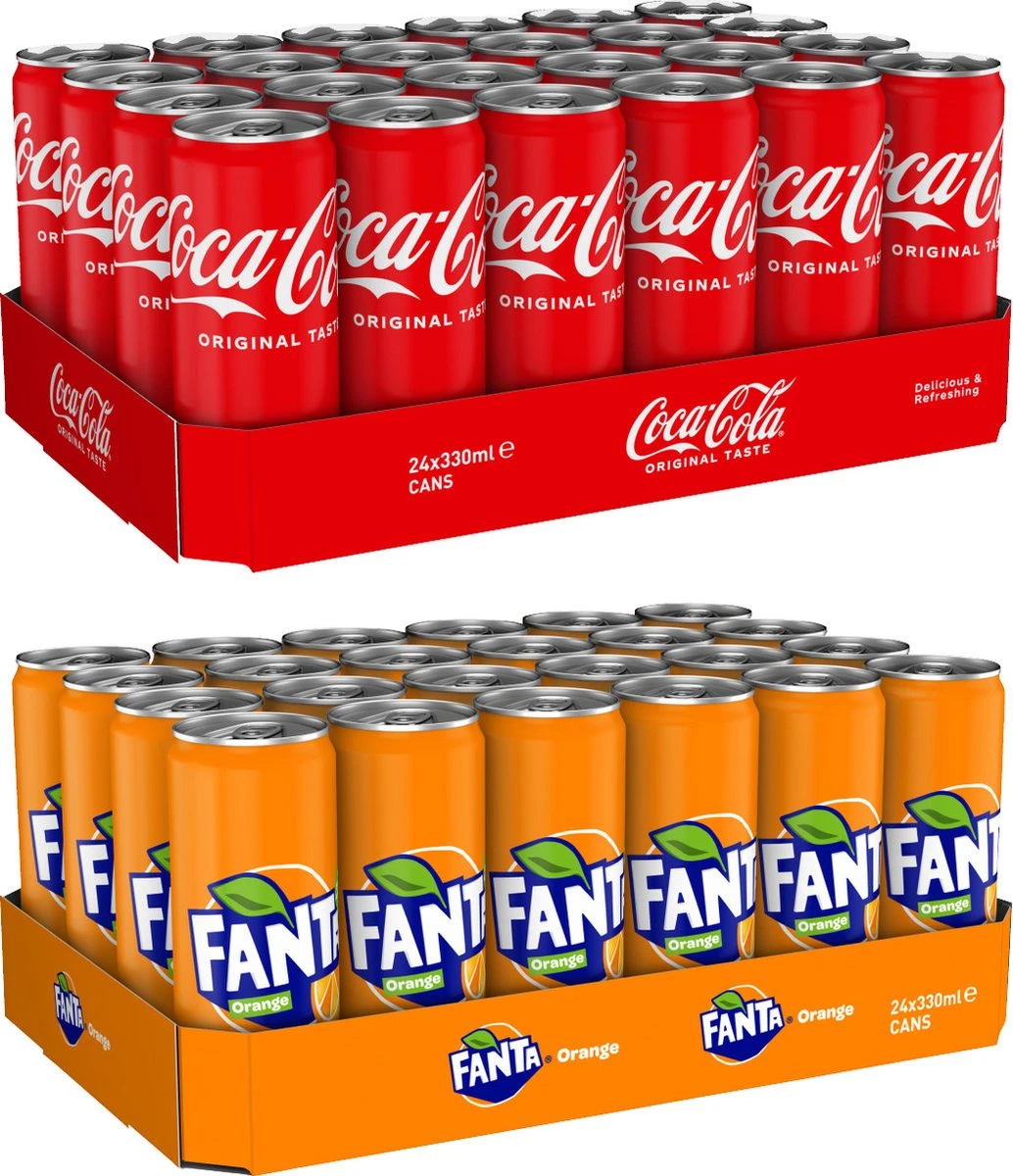 Coca-Cola Coca Cola Blikjes 24 Stuks 33cl EU + Fanta Blikjes 24 Stuks 33cl EU 3 Coca-Cola Coca Cola Blikjes 24 Stuks 33cl EU + Fanta Blikjes 24 Stuks 33cl EU - Afbeelding 3