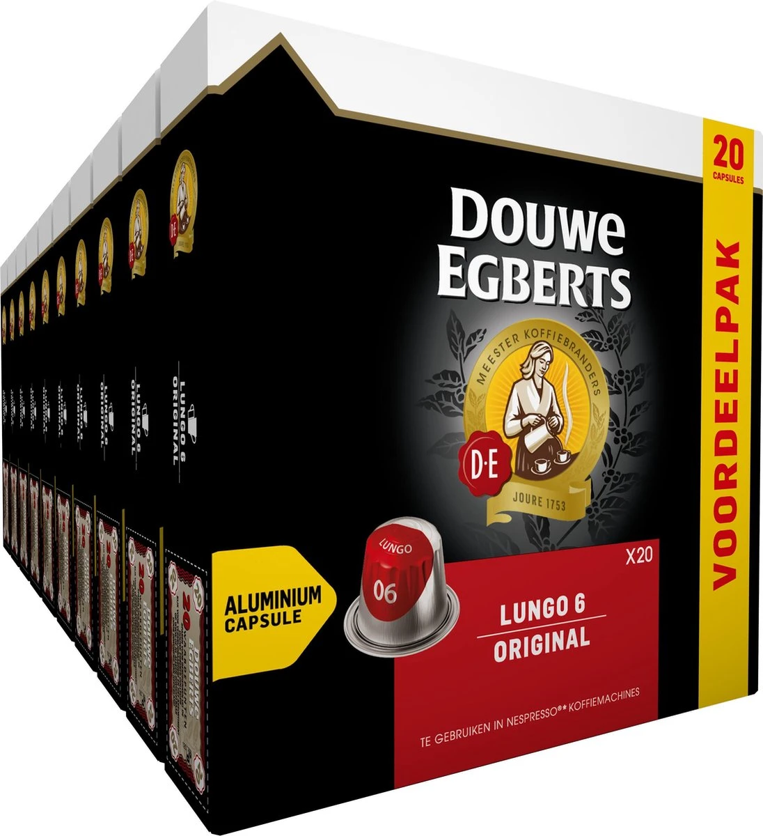 Douwe Egberts Lungo Original Koffiecups - Intensiteit 6/12 - 10 X 20 Capsules 1 Douwe Egberts Lungo Original Koffiecups - Intensiteit 6/12 - 10 X 20 Capsules