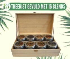 Houten Theekist Gevulde Theedoos Met 16 Blikjes Tea Bar Thee Theecadeau - Losse Thee G - 50 Koppen Per 100 Gram -Voedsel Serie Winkel 1200x1010 1