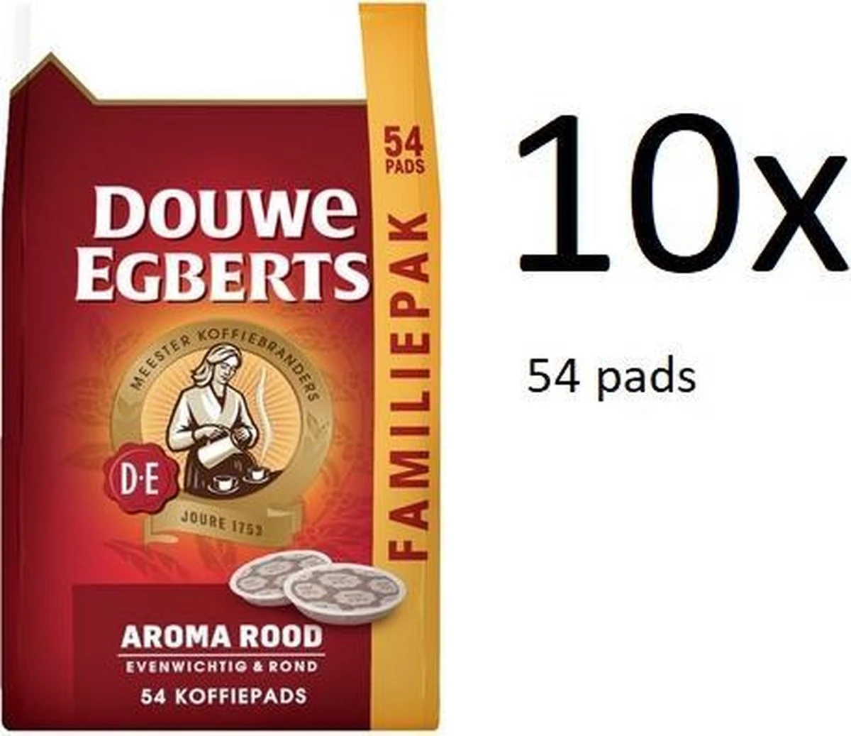 Douwe Egberts Aroma Rood Koffiepads - Multipak - 10 X 54 Pads 1 Douwe Egberts Aroma Rood Koffiepads - Multipak - 10 X 54 Pads