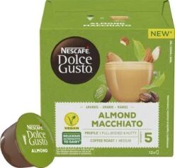 Nescafé Dolce Gusto Almond Macchiato Capsules - Vegan Koffie - 36 Koffiecups -Voedsel Serie Winkel 1200x1151