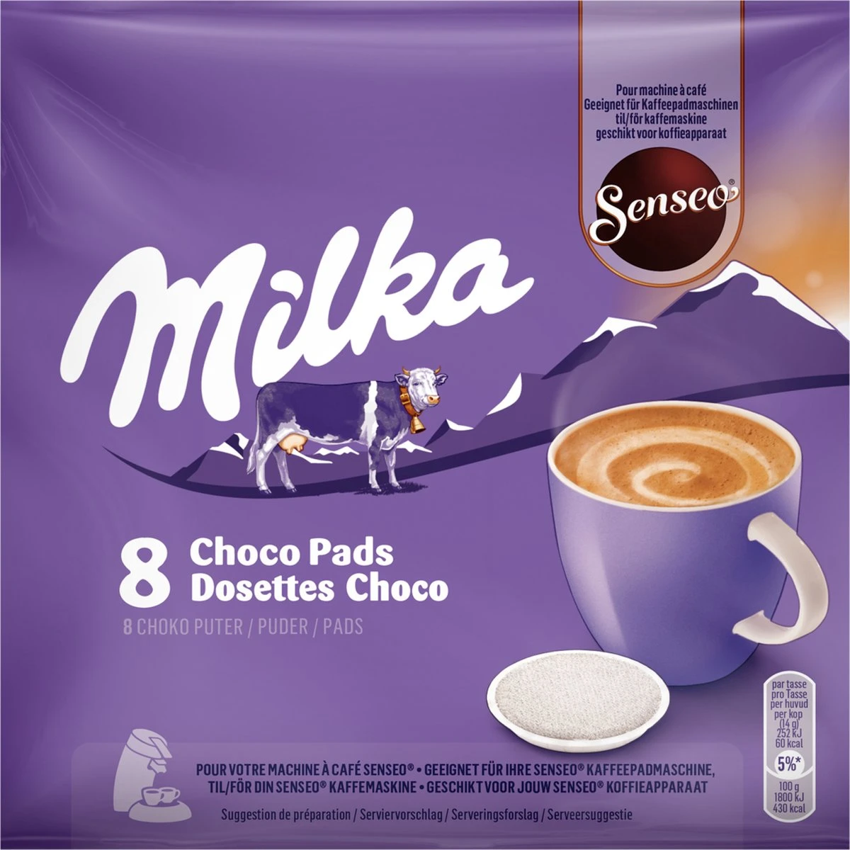 Senseo Milka Pads - 4 X 8 Pads - Warme Chocolademelk 6 Senseo Milka Pads - 4 X 8 Pads - Warme Chocolademelk - Afbeelding 6