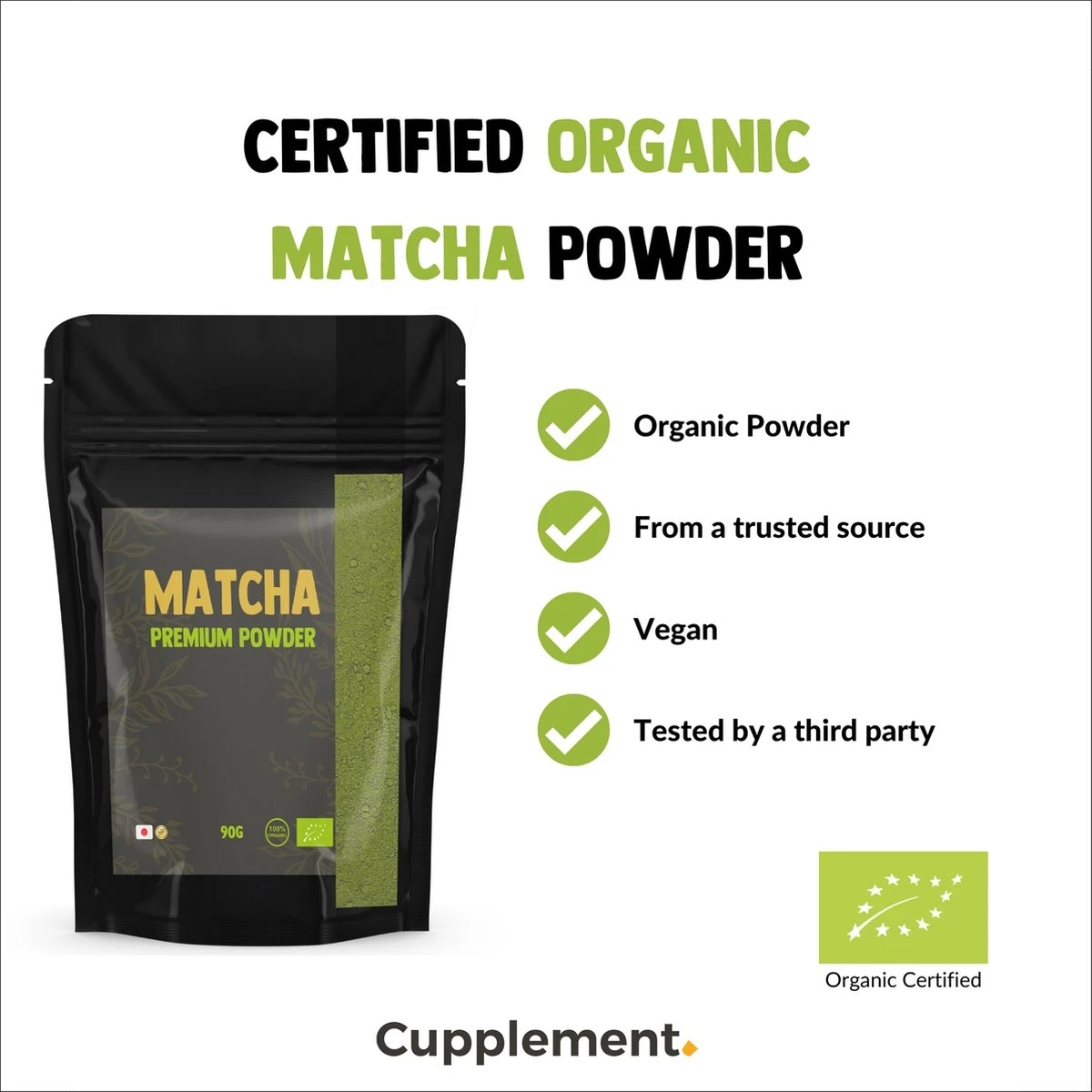 Cupplement | Premium Matcha 90 Gram | Biologisch | Gratis Verzending | Hoogste Kwaliteit Groene Thee Poeder 10 Cupplement | Premium Matcha 90 Gram | Biologisch | Gratis Verzending | Hoogste Kwaliteit Groene Thee Poeder - Afbeelding 10