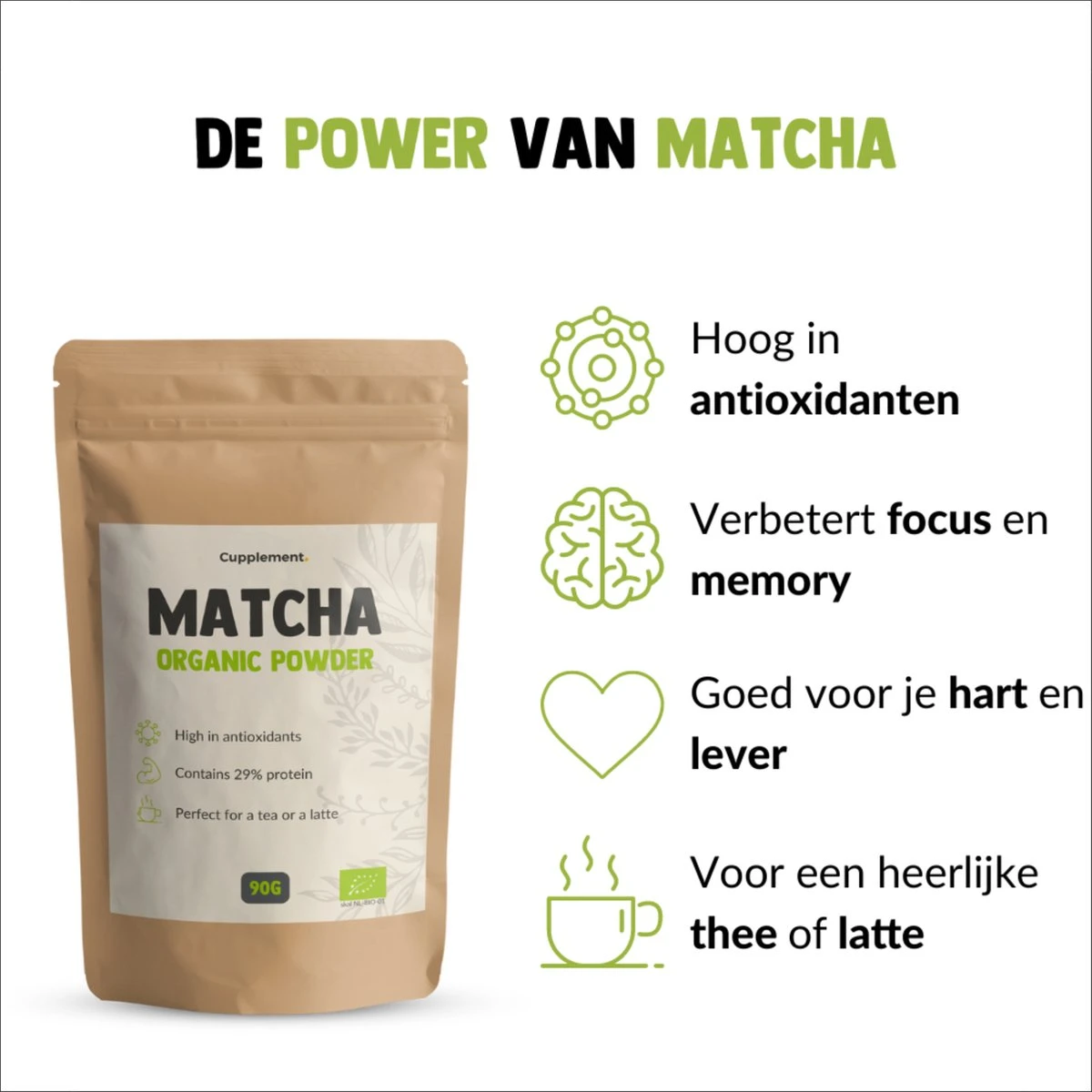 Cupplement | Thee Set 2 Delig | Yerba Mate 100 Gram & Matcha 90 Gram | Biologisch | Gratis Verzending, Opschuimer & Batterijen | Cadeau Pakket 8 Cupplement | Thee Set 2 Delig | Yerba Mate 100 Gram & Matcha 90 Gram | Biologisch | Gratis Verzending, Opschuimer & Batterijen | Cadeau Pakket - Afbeelding 8