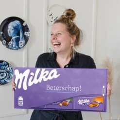 "Beterschap!" - Mega Milka 900 Gram - Chocoladereep Cadeau - Chocolade
