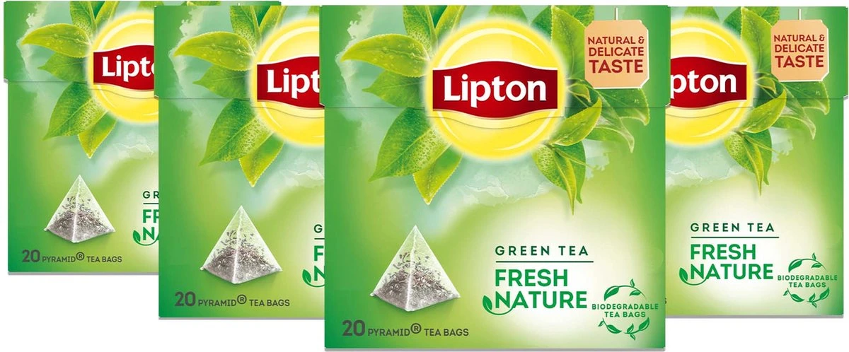 Lipton Fresh Nature Groene Thee, Met De Frisse Pure Smaak Van De Natuur - 4 X 20 Zakjes - PL-EKO-03 1 Lipton Fresh Nature Groene Thee, Met De Frisse Pure Smaak Van De Natuur - 4 X 20 Zakjes - PL-EKO-03