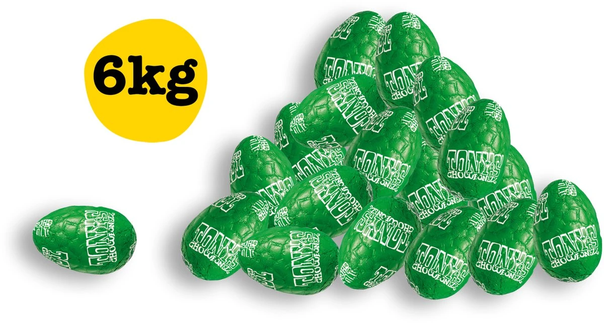 Tony's Chocolonely Melk Chocolade Paaseitjes - Hazelnoot - Bulk Doos Pasen - Chocolade Eitjes - 6 Kilo Paaseieren 1 Tony's Chocolonely Melk Chocolade Paaseitjes - Hazelnoot - Bulk Doos Pasen - Chocolade Eitjes - 6 Kilo Paaseieren