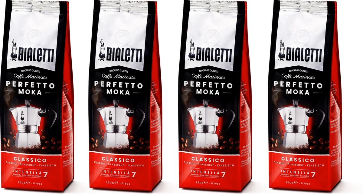 Bialetti Moka Classico Gemalen Koffie - 4 X 250 Gram 1 Bialetti Moka Classico Gemalen Koffie - 4 X 250 Gram