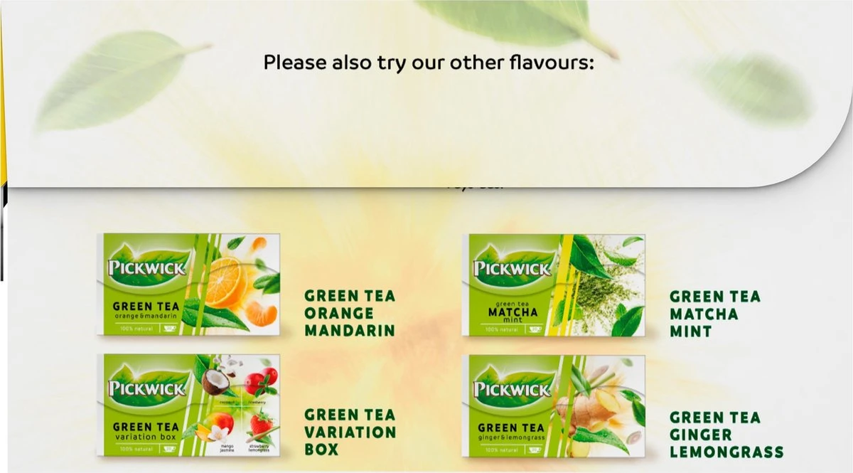 Pickwick Lemon Groene Thee Voordeelverpakking - 6 X 40 Zakjes 7 Pickwick Lemon Groene Thee Voordeelverpakking - 6 X 40 Zakjes - Afbeelding 7