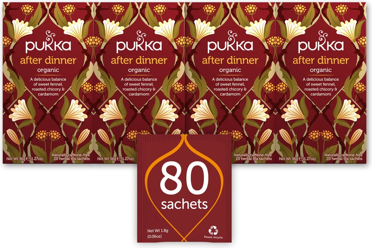 Pukka After Dinner Thee, Met Cichoreiwortel, Anijs- En Venkelzaad - 4 X 20 Zakjes - GB-BIO-05 1 Pukka After Dinner Thee, Met Cichoreiwortel, Anijs- En Venkelzaad - 4 X 20 Zakjes - GB-BIO-05
