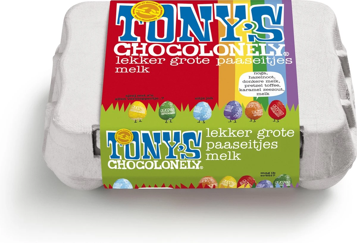 Tony's Chocolonely Chocolade MELK Paaseitjes In Doosje - Pasen - 12 Paaseieren - Paas Ei Cadeau 2 Tony's Chocolonely Chocolade MELK Paaseitjes In Doosje - Pasen - 12 Paaseieren - Paas Ei Cadeau - Afbeelding 2