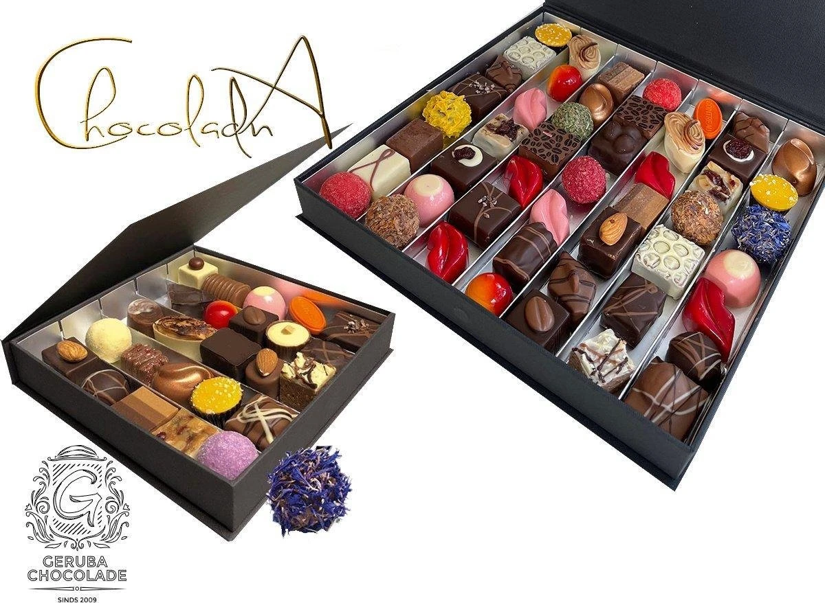 ChocolaDNA & Geruba - Grote Luxe Chocolade Truffels, Bonbons En Pralines Mix - Viering - Geschenkset - Chocoladecadeau 3 ChocolaDNA & Geruba - Grote Luxe Chocolade Truffels, Bonbons En Pralines Mix - Viering - Geschenkset - Chocoladecadeau - Afbeelding 3