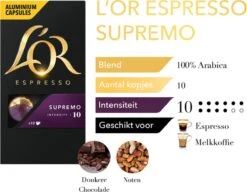 L'OR Espresso Supremo Koffiecups - Intensiteit 10/12 - 10 X 10 Capsules -Voedsel Serie Winkel 1200x933