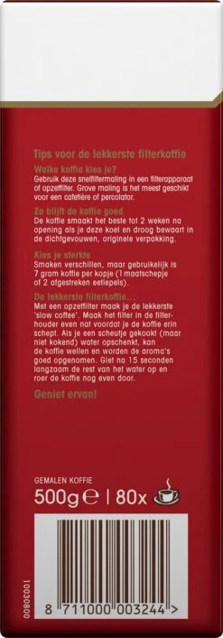 Douwe Egberts Aroma Rood Filterkoffie - 6 X 500 Gram -Voedsel Serie Winkel 420x1200 3