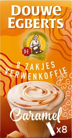 Douwe Egberts Verwenkoffie Latte Caramel Oploskoffie - 5 X 8 Zakjes -Voedsel Serie Winkel 633x1200