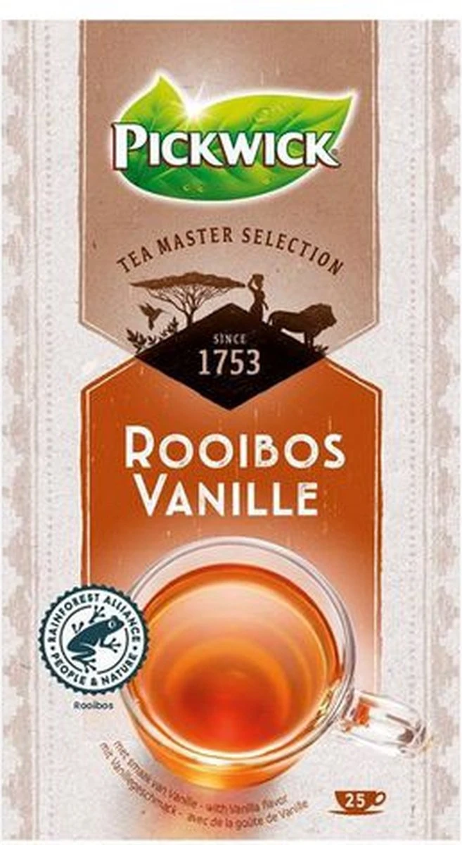 Pickwick Thee | Master Selection Tea | Rooibos Vanille | 4 X 25 Zakjes 2 Pickwick Thee | Master Selection Tea | Rooibos Vanille | 4 X 25 Zakjes - Afbeelding 2