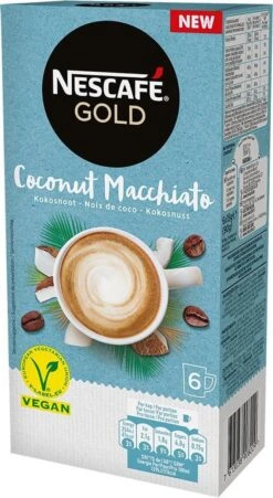 Nescafé Gold Coconut Macchiato Oploskoffie - 6 Doosjes à 6 Zakjes -Voedsel Serie Winkel 657x1200