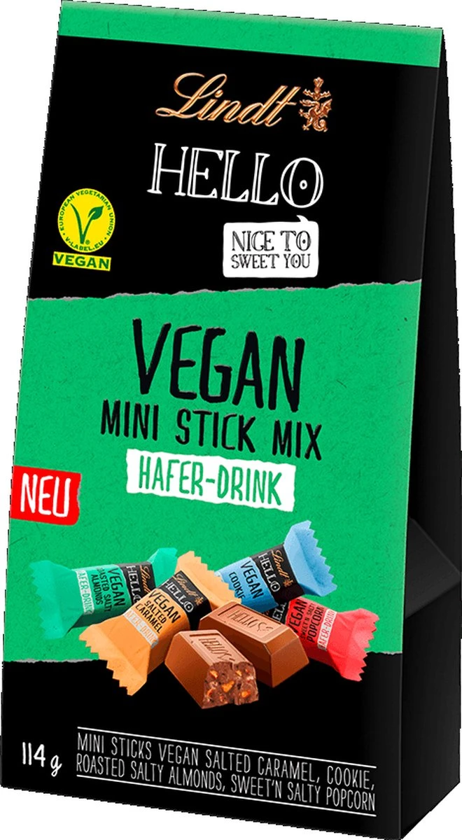 Lindt Hello Vegan - Mini-Stick Mix - Vegan Chocolade - 1x 114g 1 Lindt Hello Vegan - Mini-Stick Mix - Vegan Chocolade - 1x 114g
