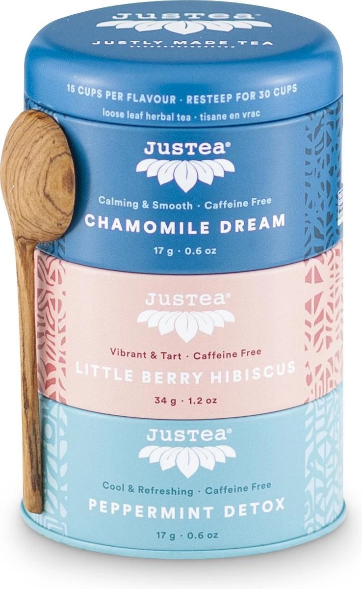 Mixverpakking-Justea-Kruidenthee-Biologisch-Losse Thee-Yoga 1 Mixverpakking-Justea-Kruidenthee-Biologisch-Losse Thee-Yoga