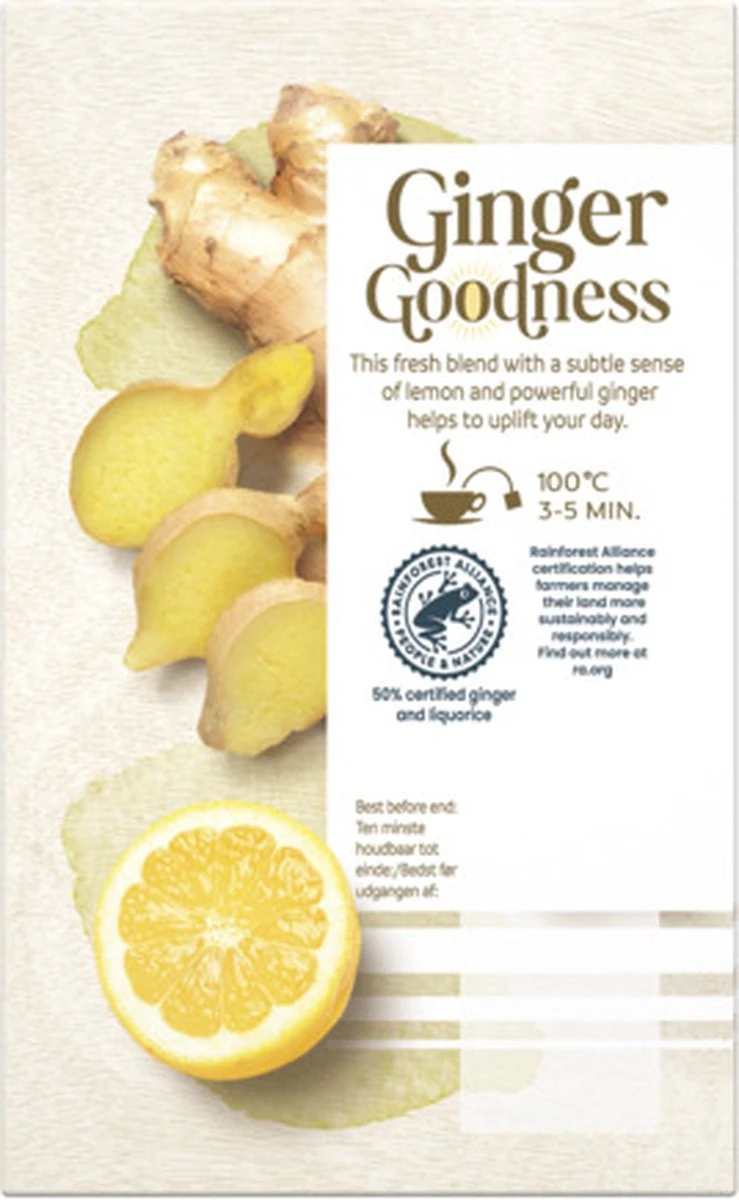 Pickwick Kruidenthee Ginger Goodness Lemon - 4 X 15 Theezakjes 5 Pickwick Kruidenthee Ginger Goodness Lemon - 4 X 15 Theezakjes - Afbeelding 5