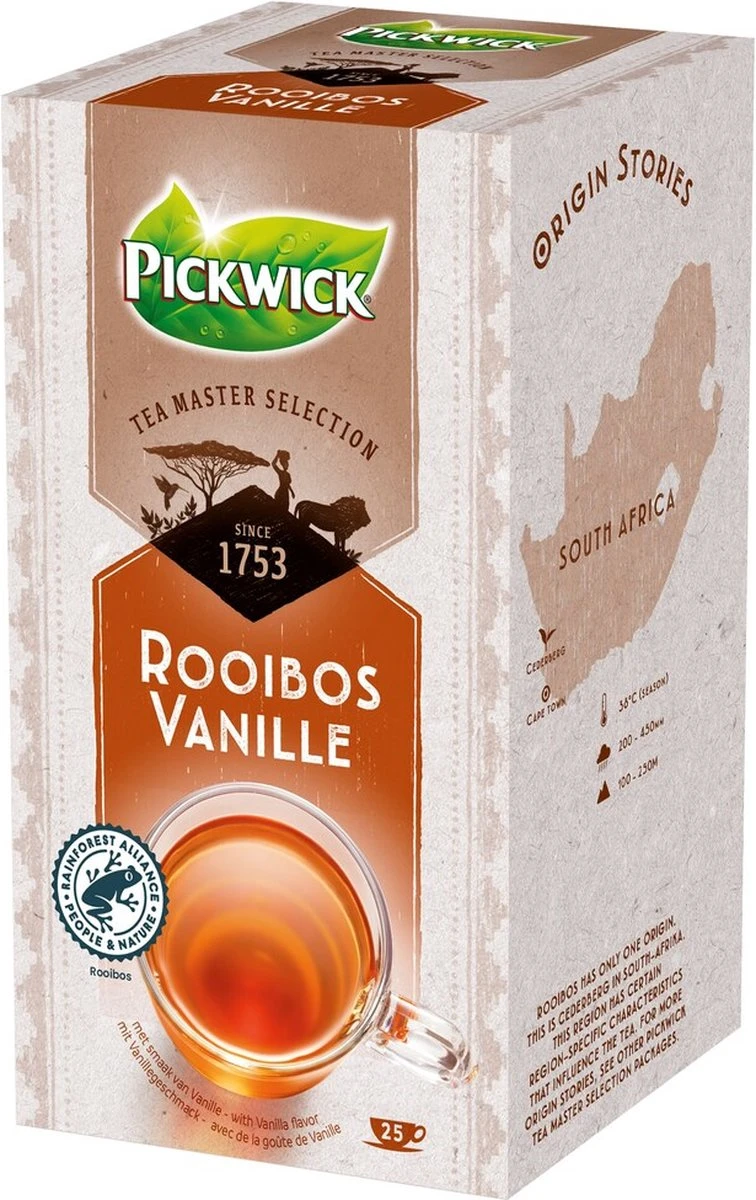 Pickwick Thee | Master Selection Tea | Rooibos Vanille | 4 X 25 Zakjes 1 Pickwick Thee | Master Selection Tea | Rooibos Vanille | 4 X 25 Zakjes