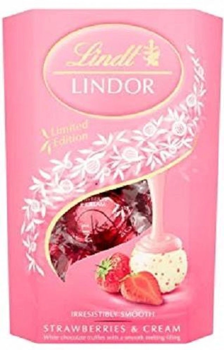 Lindt Lindor Witte Chocolade Met Een Zacht Smeltende Aardbei & Roomvulling - 200g 1 Lindt Lindor Witte Chocolade Met Een Zacht Smeltende Aardbei & Roomvulling - 200g