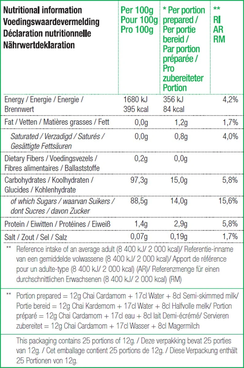 CHALO Cardamom Chai Latte - Indische Vegan Chai - Zwarte Assam Thee - 25 Porties/ 300GR 5 CHALO Cardamom Chai Latte - Indische Vegan Chai - Zwarte Assam Thee - 25 Porties/ 300GR - Afbeelding 5