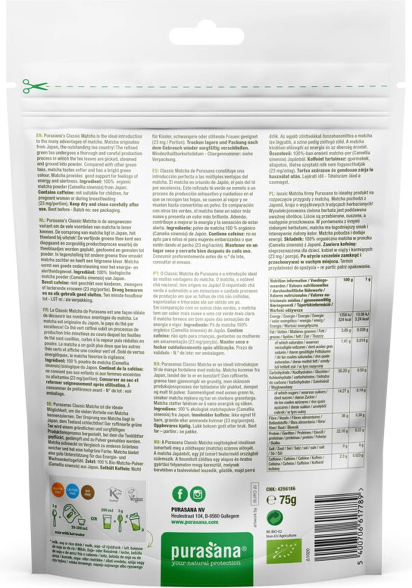 Purasana Matcha Classic Raw Powder 75 Gram 4 Purasana Matcha Classic Raw Powder 75 Gram - Afbeelding 4