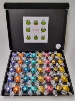 Chocolade Ballen Proeverij Pakket Groot | 40 Stuks Lindt Chocolade Met Mystery Card 'Opkikkertje' Met Persoonlijke (video)boodschap | Chocoladepakket | Feestdagen Box | Chocolade Cadeau | Valentijnsdag | Verjaardag | Moederdag | Vaderdag