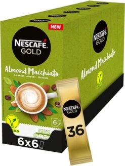 Nescafé Gold Almond Macchiato Oploskoffie - 6 Doosjes à 6 Zakjes