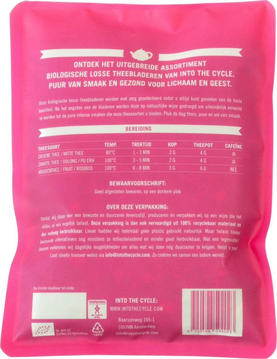 Into The Cycle Kruidenthee - Hibiscus Thee Biologisch - Losse Thee - 100 Gram Zak 2 Into The Cycle Kruidenthee - Hibiscus Thee Biologisch - Losse Thee - 100 Gram Zak - Afbeelding 2