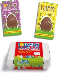 Tony's Chocolonely Chocolade Paas Geschenkset - Chocolade Reep En Eitjes Voor Pasen - Paaseieren - Chocoladereep